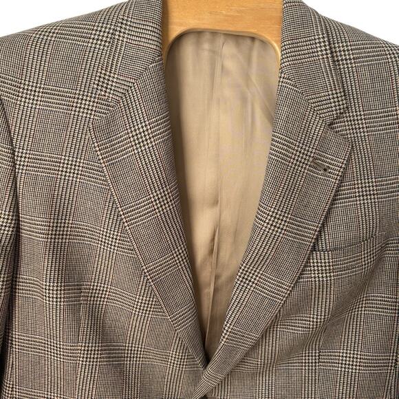 Vintage Burberry Sport Jacket Men's Size 44R Beige Plaid Blazer Lord & Taylor - Picture 2 of 7